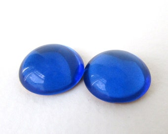 Vintage Glass Cabochon Sapphire Blue Round 18mm gcb1067 (2)
