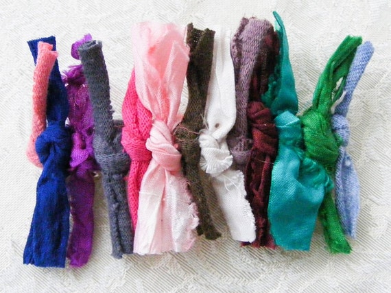 Hair Barrette Clip Knotted Sari Silk Tshirt Yarn by meiguidesigns