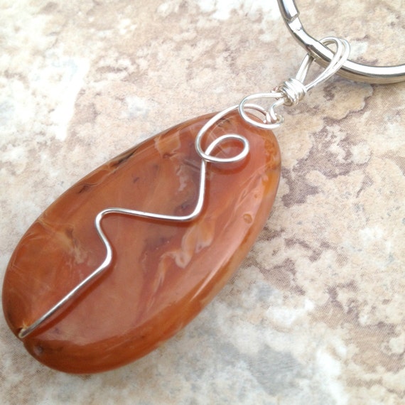 Items similar to Carnelian Keychain Burnt Sienna Gifts for Dad Husband ...