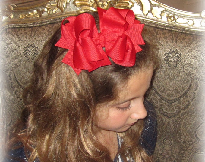 Boutique Hair Bows, Girls hair Bows, Triple Layered bows, 6 inch LARGE hairbows, Lot Set of 4 bows, Princess Hairbows, Wholesale Bows