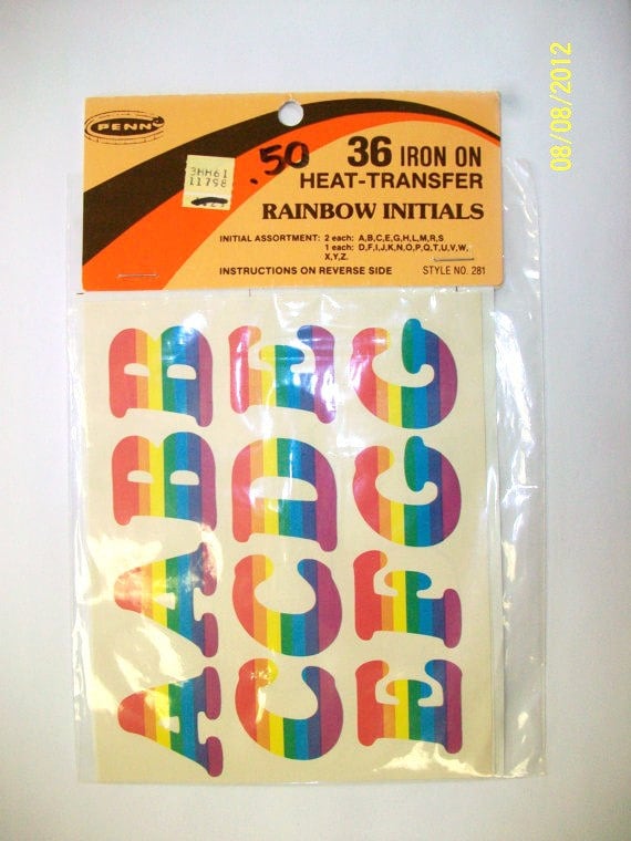 Vintage Rainbow Iron On Letters Set DEADSTOCK by SHOPHULLABALOO