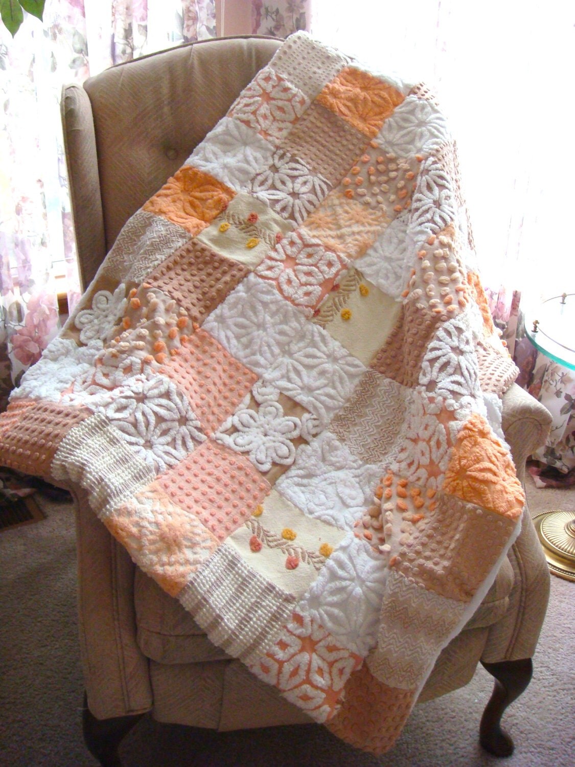 CUSTOM QUILT SAMPLE Sweet Summer Peach Vintage by AlorasAdorables