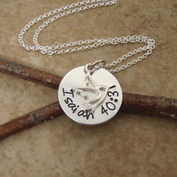 Dainty Bible verse necklace Isaiah 40:31 Verse pendant