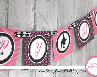 Halloween Birthday Banner, Pink-o-ween