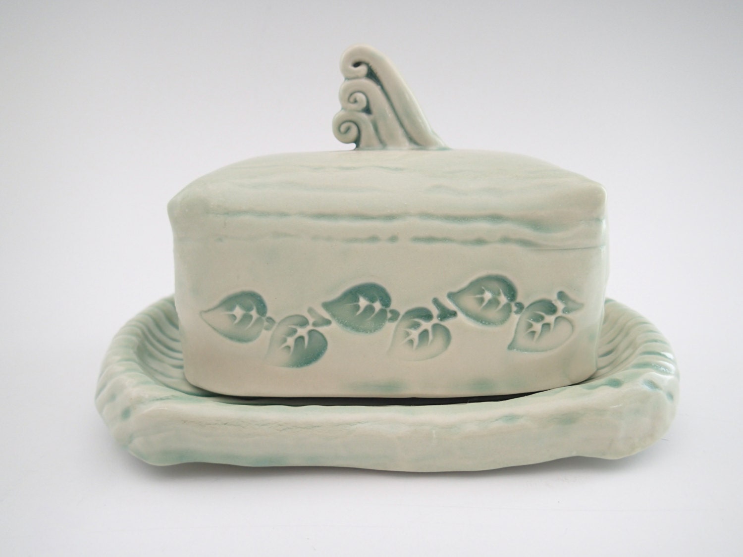 Ceramic Butter Dish Green Butter Dish Handbuilt Pottery