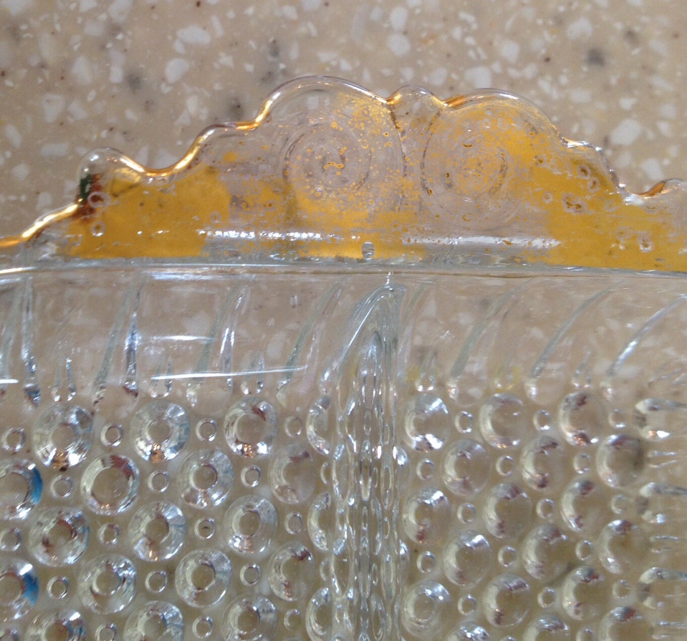 Vintage Clear Glass Hobnail Relish Dish With Gold Handles Haute Juice