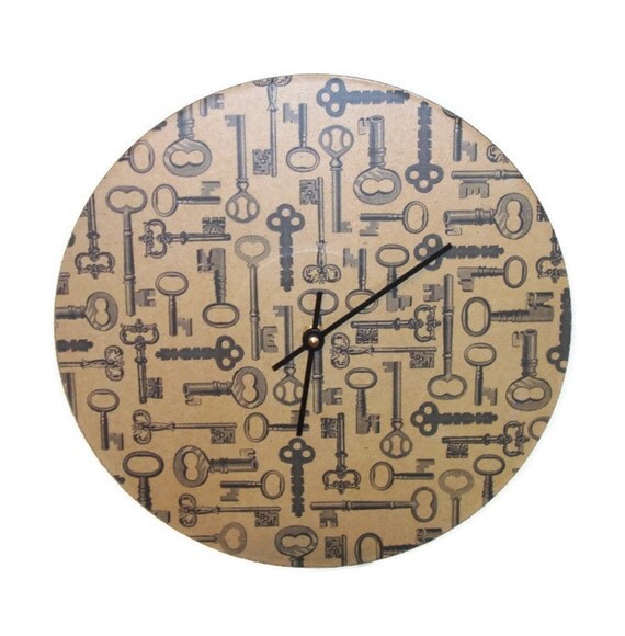 Items similar to Skeleton Key Wall Clock, Antique Key Wall Clock