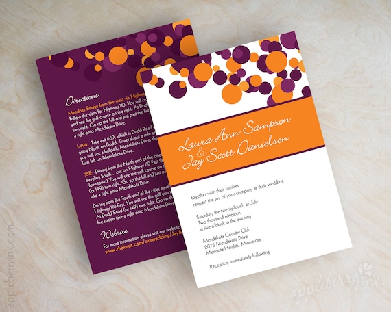 Purple And Orange Wedding Invitations 4