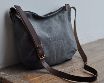 Items similar to Waxed Canvas Drawstring Backpack - Charcoal Grey on Etsy