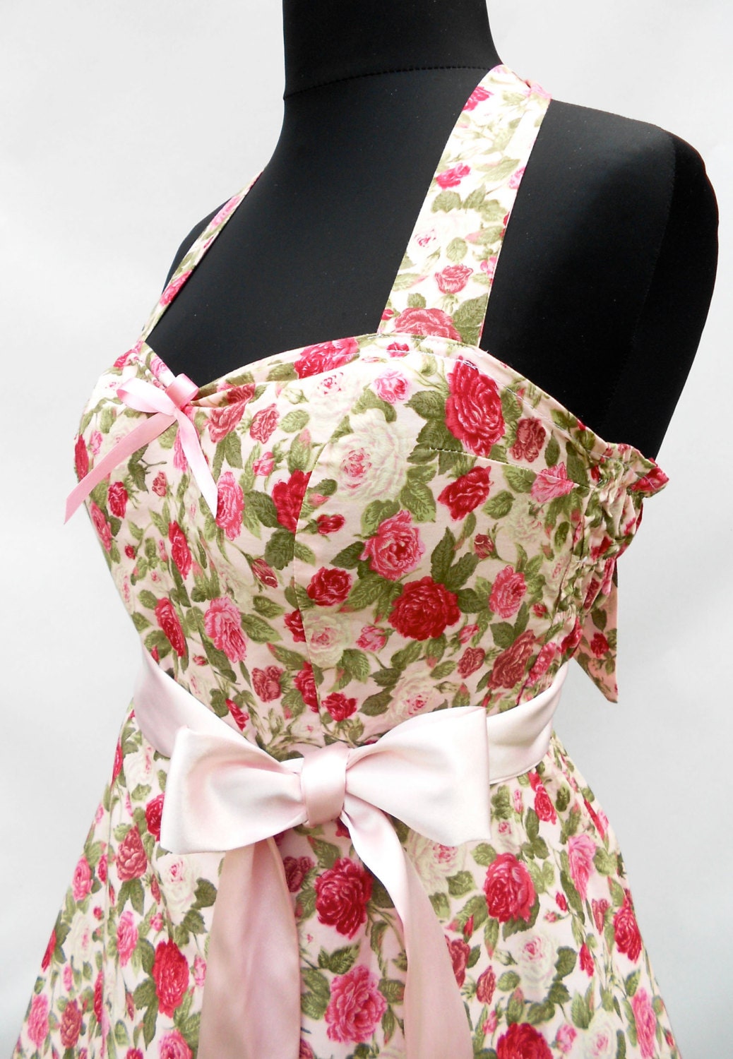 Bespoke English Tea Rose Summer Dress 50s Rockabilly Vintage