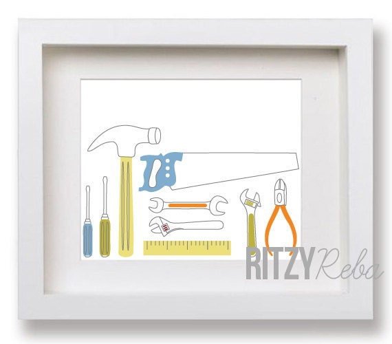 Tools Modern Nursery Art Print Minimalist Tool Set Kids