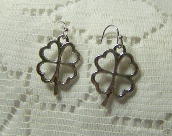 Four Leaf Clover earrings - Lucky Shamrock - open filigree shamrock - Irish Jewelry - Good Luck Jewelry - St Patrick's Day Earrings