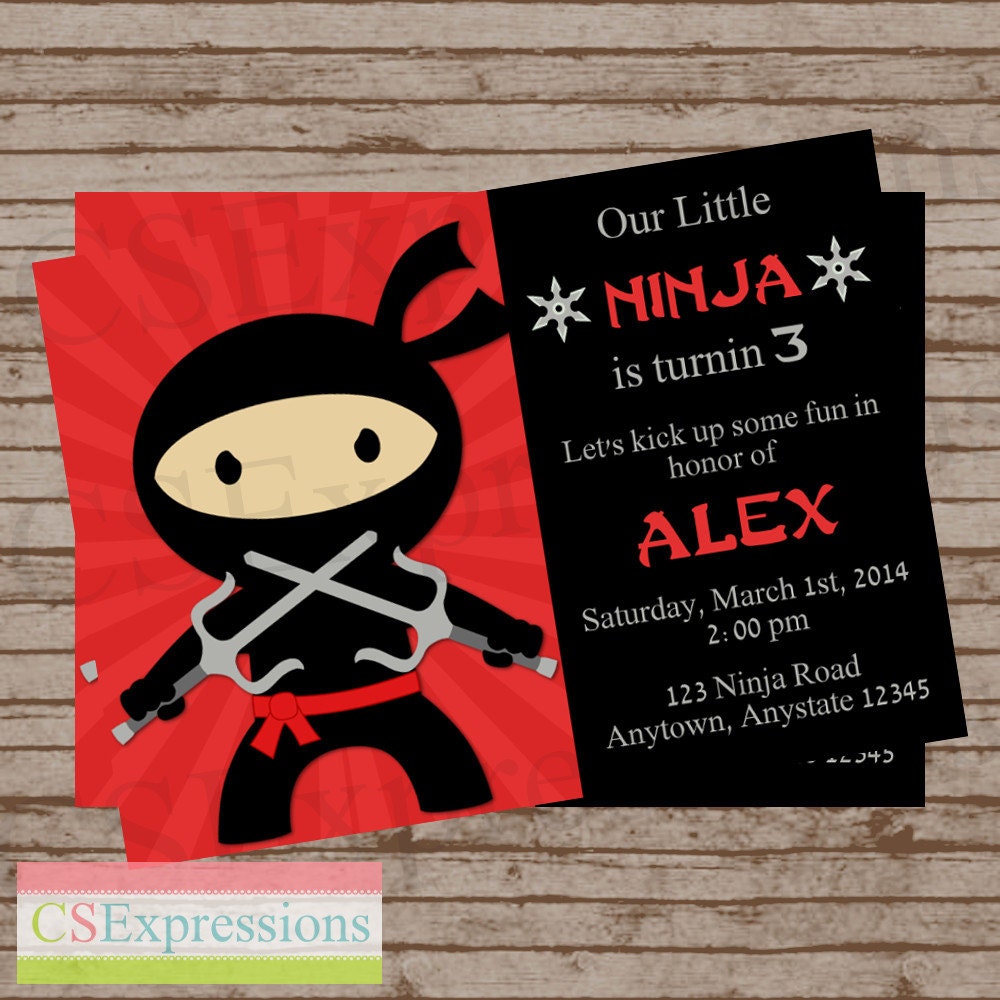 Ninja Girl Birthday Invitations 8