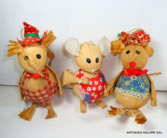 vintage corn husk mouse christmas ornaments holiday decor vintage corn husk mouse christmas ornaments holiday decor