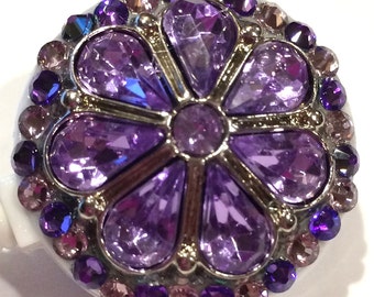 Lavendar Purple Rhinestone and Swarovski Crystal Embellished ID Badge Reel