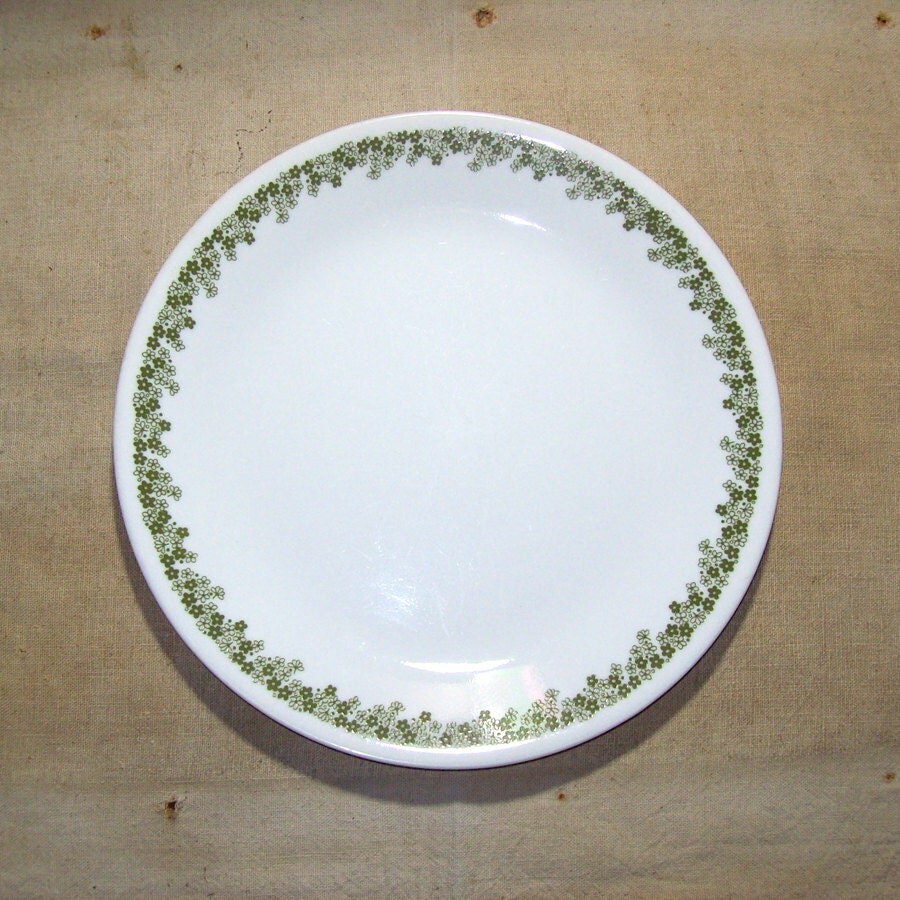 Vintage Corelle Spring Blossom Green Dinner Plate / 1970s
