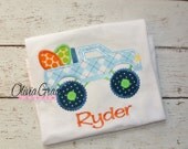 Boys or Girls Easter Egg Shirt Monster Truck, Embroidered Applique Shirt or Bodysuit Il_170x135