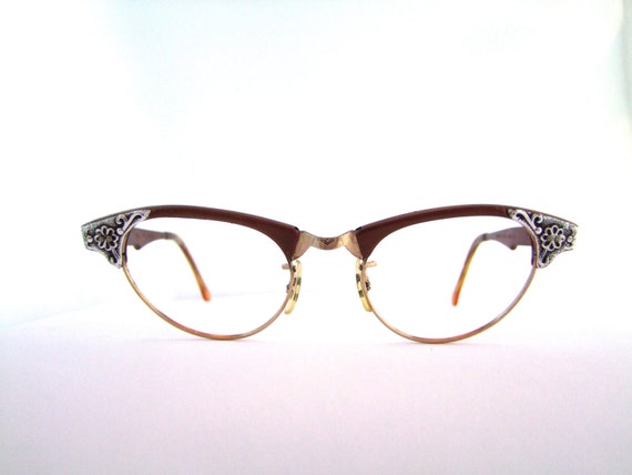 1950s Browline Cats Eye Eyeglasses // 50s Vintage Frames