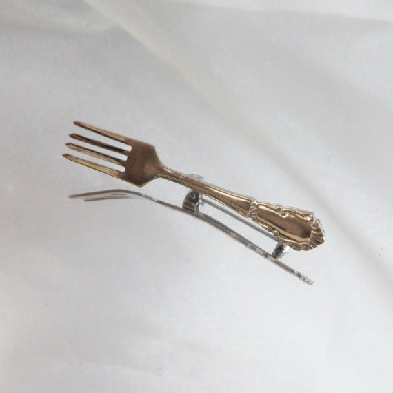 Vintage Silver Fork Brooch. Art Nouveau. Mini Fork Pin.