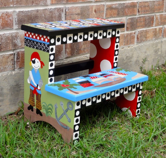 Items similar to Children's Hand Painted Step Stool Personalized for