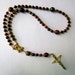 Handmade Catholic Rosary of Mixed Tiger Eye - Golden, Red and Blue Tiger Eye - with Scapular Medal Center