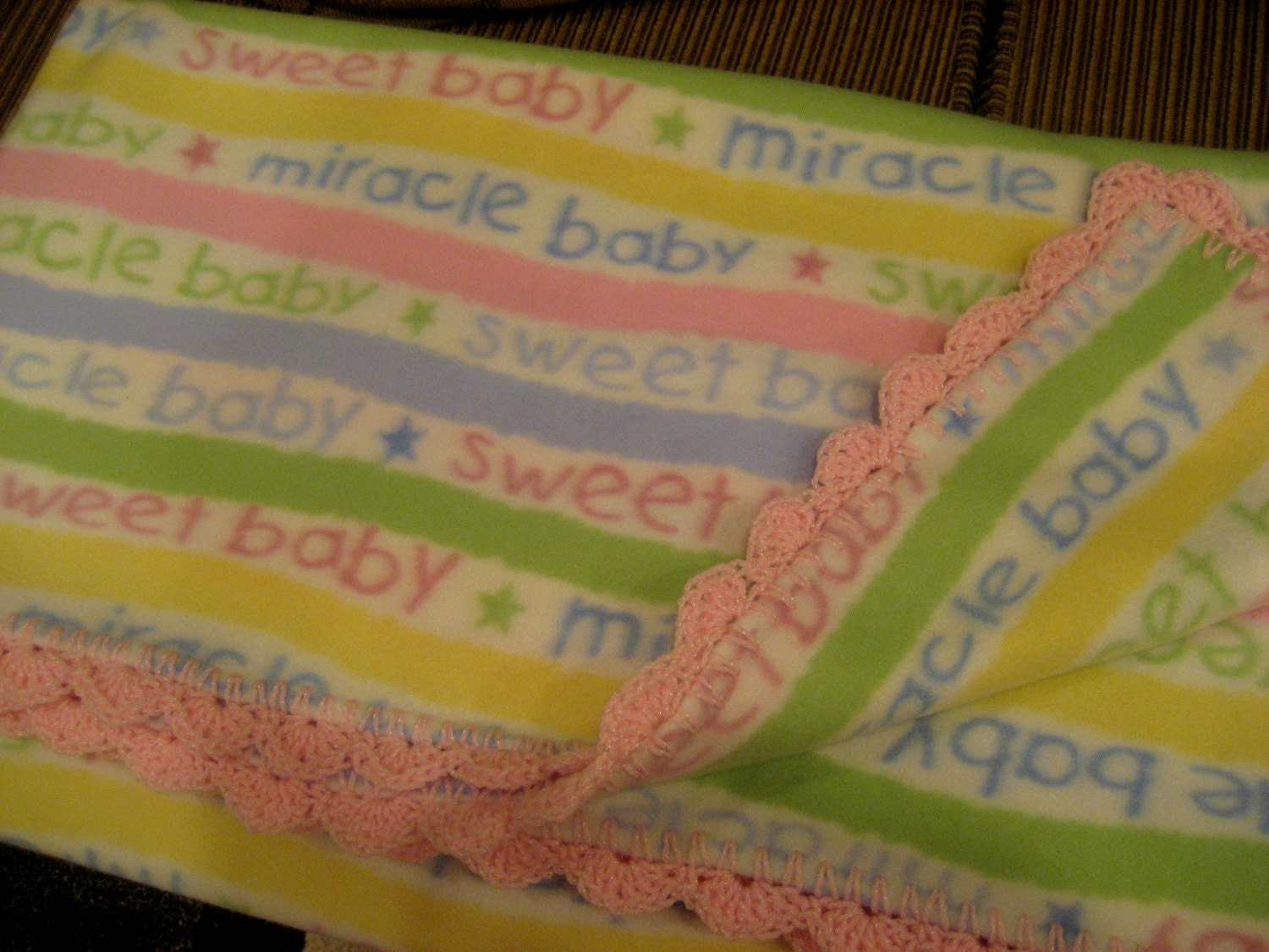 Sweet Baby Miracle Baby Striped Fleece Throw Blanket Quilt