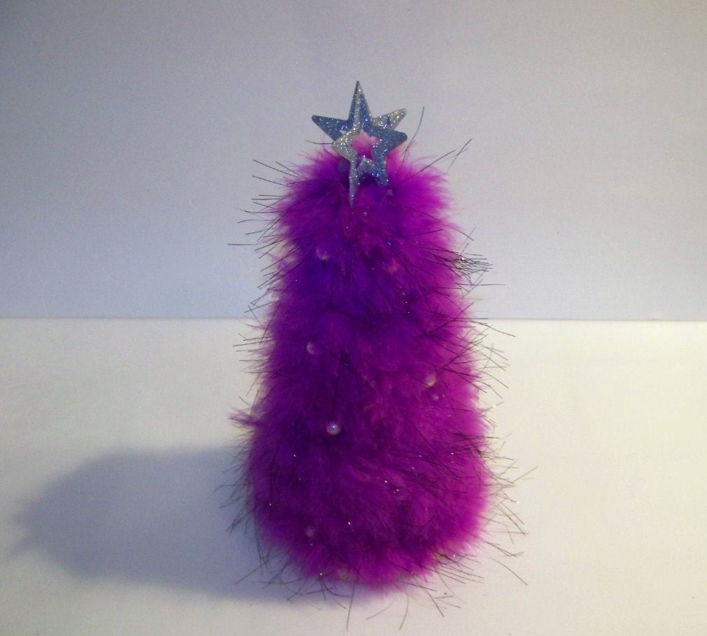 Little Purple Feather Boa Christmas Tree / Christmas Home Decor