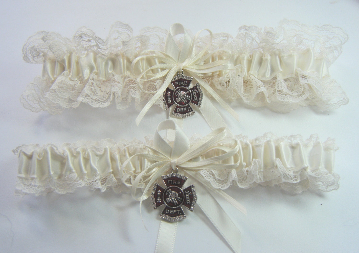 FIREFIGHTER Fireman Wedding Garters IVORY Lace Garter Set   Il Fullxfull.535979287 Jje4 