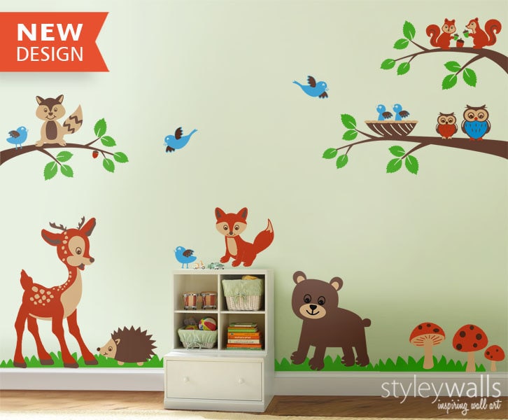 Forest Animals Wall decal Tops Woodland Critters by styleywalls