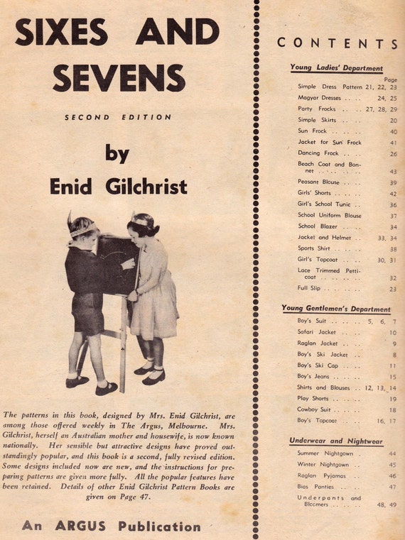 Rare 50s Enid Gilchrist Vintage Childrens Sewing Pattern Drafting Book Sixes Amp Sevens Girls