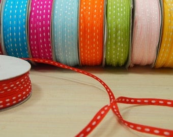 50 Yard Full Reel 3mm Double-Sided Sitched Organza Ribbon in Bright Red