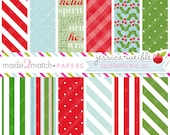 Santas Here Cute Digital Papers - Commercial Use OK - Christmas Digital Papers, Christmas Backgrounds Il_170x135