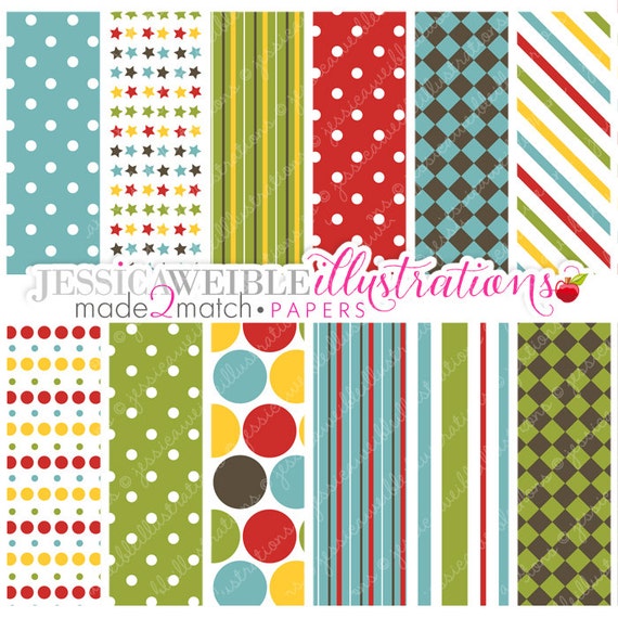 Boys Night Over Cute Digital Papers Backgrounds for Invitations, Card Design, Scrapbooking, and Web Design Il_570xn