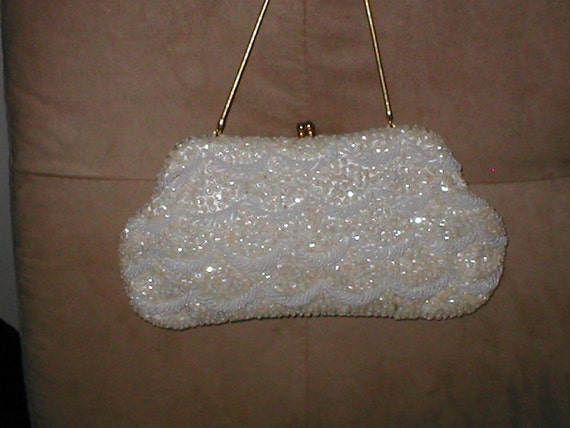 Vintage Ivory Beaded Evening Bag Purse by yesteryearglam on Etsy