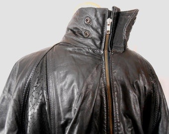 Men's Clothing Men's Jackets Leather Jacket Black Leather Jacket Men's Bomber Jacket Vintage Oleg Cassini Cafe Racer Jacket