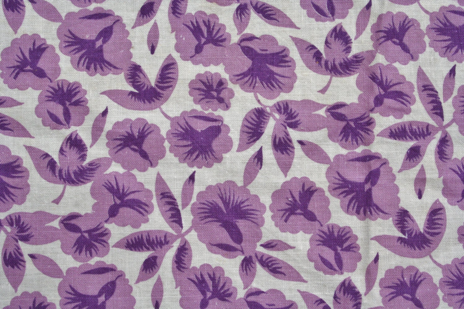 Vintage Feedsack Flour Sack Fabric Purple Floral 36 x 44