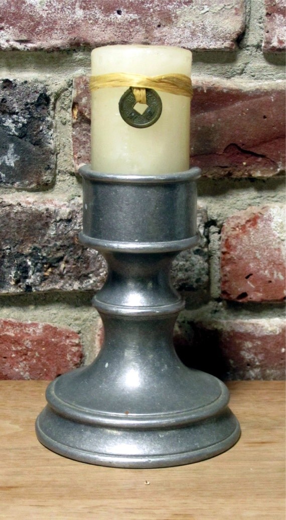 VINTAGE CARSON PEWTER Candle Holder/Industrial/Home Decor