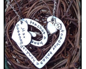 Personalized Hand Stamped Teacher necklace