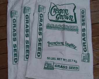 Seed Sack, Seed Bag, Oregon Grown G rass Seed Sack, 50 LB Sack, White ...