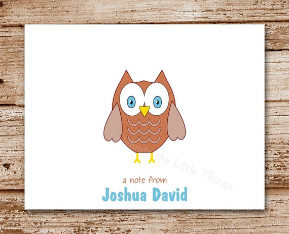 Set of 8 Owl Note Cards, Notecards | Thank You Cards | Personalized Stationery Il_570xn