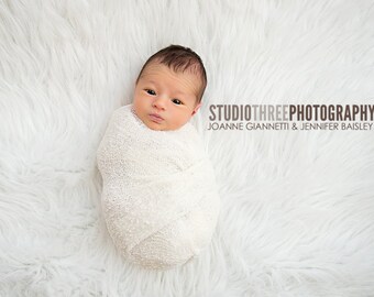 White Stretch Knit Baby Wrap Newborn Photography Prop