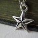 Nautical Star Necklace - Antiqued Silver Pewter Star Charm Necklace Delicate Silver Chain
