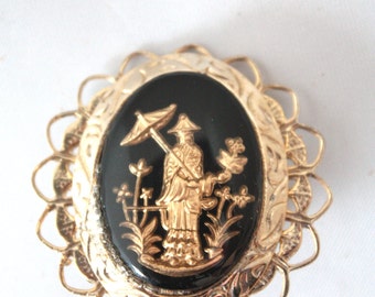 1960s Earrings w/ Gorgeous Asian Portrait.