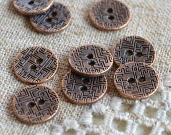 20 Buttons Antiqued Copper Lead Free Pewter Button Findings 15mm