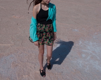 floral chiffon pleated Skirt NOS Vintage size S