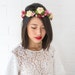 red pink yellow rose hair wreath // woodland, dainty flower crown headpiece, headband, hair crown - 'Zuzana'