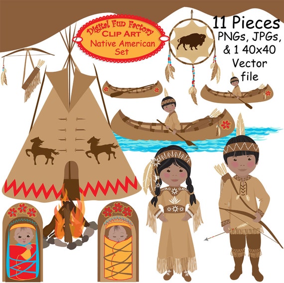 Thanksgiving Clip Art Native American by DigitalFunFactory on Etsy