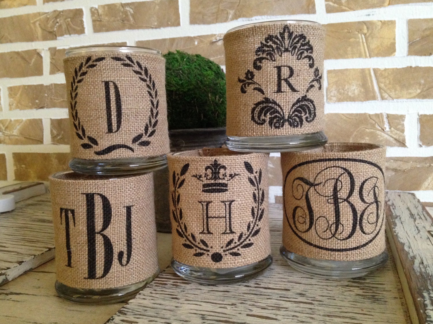 Wedding Candle Holder Personalized Burlap by SimplyFrenchMarket