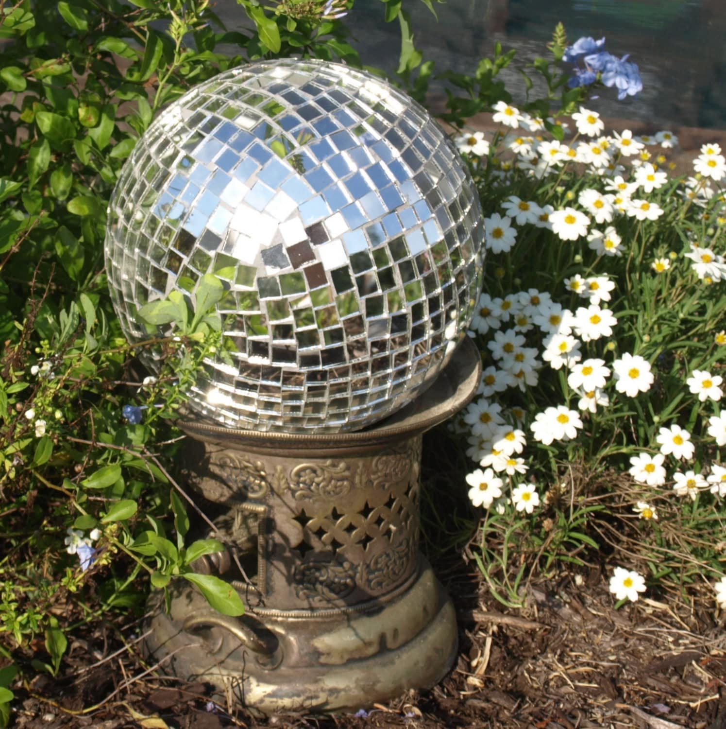 Repurpose Gazing Ball Mirror Mosaic Bowling Unbreakable garden