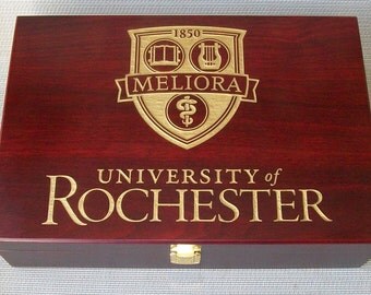 Large Rosewood Finish Wooden Box Customized with any Font, Graphic or Logo